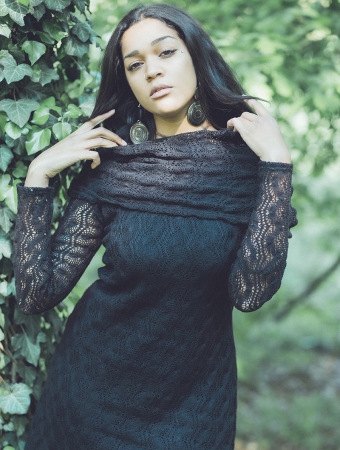 \ Nouchka\  crochet long dress, Black