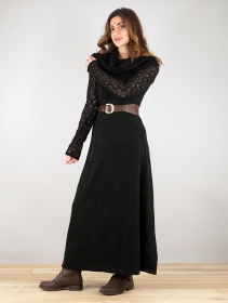 \ Nouchka\  crochet sleeves and big collar long sweater dress, Black