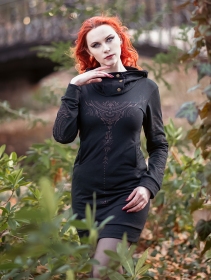 \ Numendil Zohraa\  printed high collar hoodie dress, Black