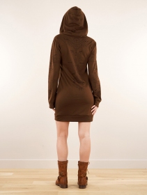 \ Numendil Zohraa\  printed high collar hoodie dress, Caramel
