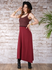\ Nymph\  long dress with a crochet chest, Brown & wine