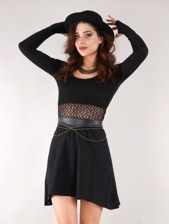 \ Nymphea\  skater dress with crochet, Black
