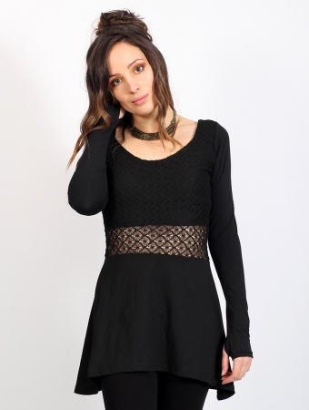 \ Nymphea\  skater tunic with crochet, Black