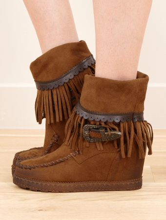 \ Oana\  fringe ankle boots, Camel brown