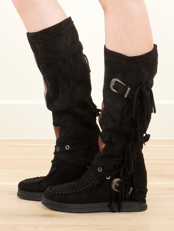 \ Oana\  fringe boots, Black