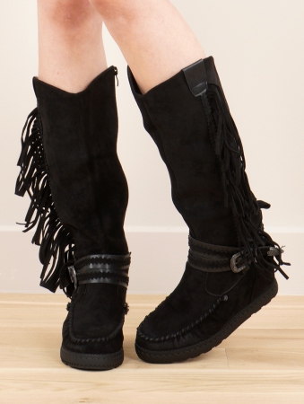 \ Oana\  fringe boots, Black