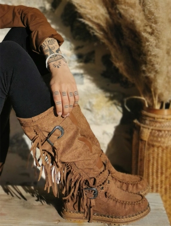 \ Oana\  fringe boots, Camel brown