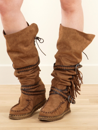 \ Oana\  fringe over-the-knee boots, Camel brown
