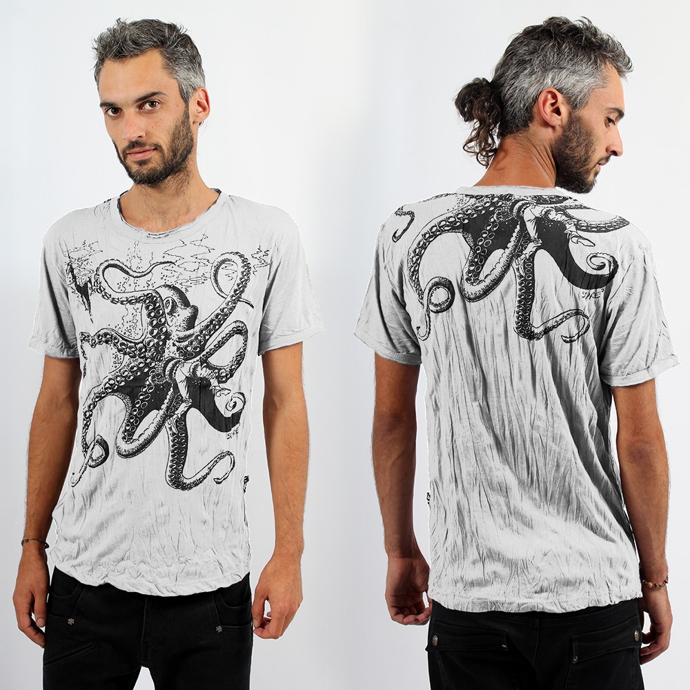 t-shirt octopus en matière très douce,il s'agit d'un coton un peu ...