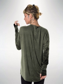 \"Okinami\" Gender neutral long sleeved shirt, Olive green wash