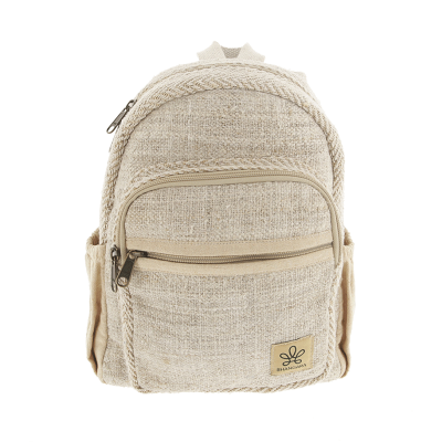 \ Onaona\  backpack, Beige jute canvas with colorful patterns
