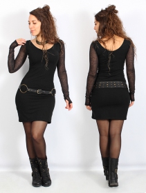 \ Oneïssa\  transparent long sleeve short dress, Black