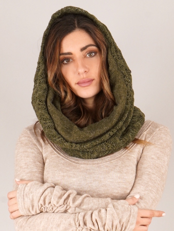 \ Ona\  crochet snood scarf, Army green