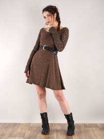 \ Oroshï\  crochet sleeve sweater dress, Brown