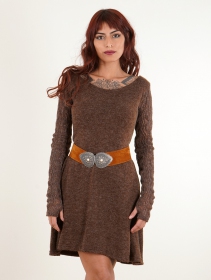 \ Oroshï\  crochet sleeve sweater dress, Brown