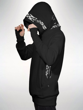 \ OX-1\  printed hoodie, Black
