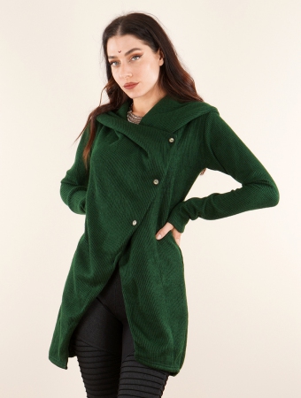 \ Panimya\  large collar crossed front jacket, Forest green