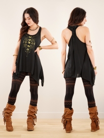 \ Phase Lune\  printed knotted sleeveless tunic, Black and gold