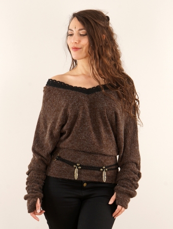 \ Physlis\  2in1 roll-up sweater, Brown