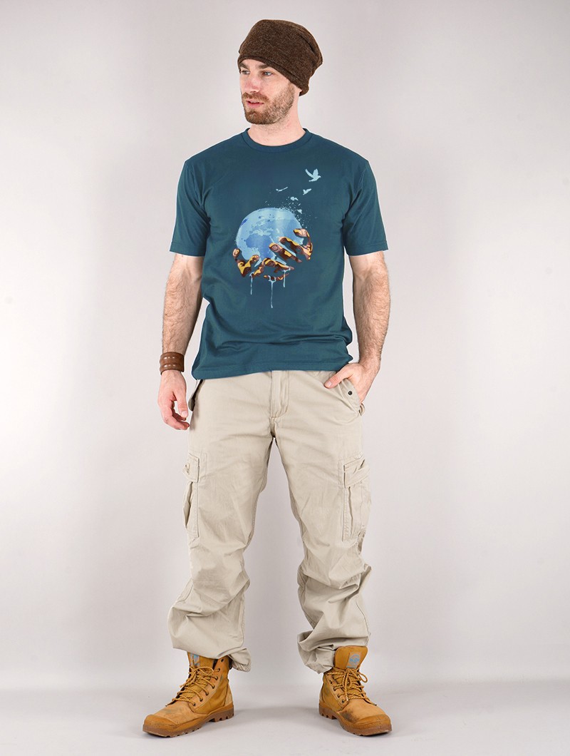 \ Planet\  printed short sleeve t-shirt, Dark blue