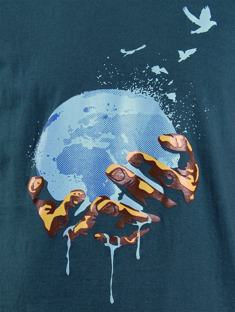 \ Planet\  printed short sleeve t-shirt, Dark blue
