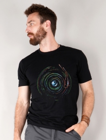 \ Planet record\  printed short sleeve t-shirt, Black