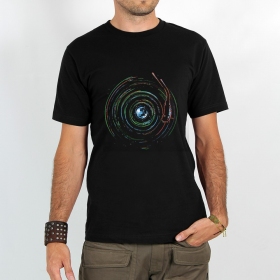 \ Planet record\  printed short sleeve t-shirt, Black