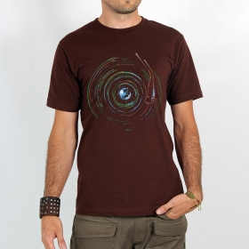 \ Planet record\  printed short sleeve t-shirt, Brown