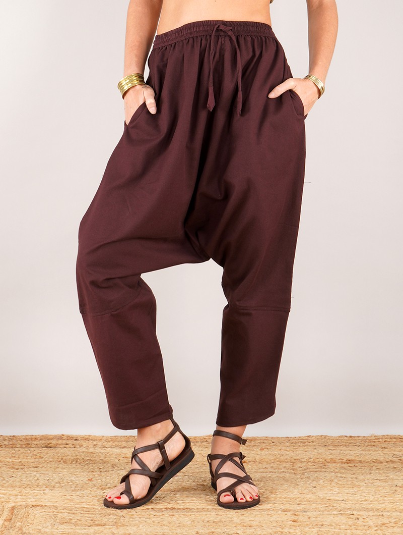 comfy casual harem pants, brown cotton sirwal, Fantazia Pramukha