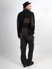 Psylo \ patchwork jumper\  sweater, Charcoal and Black