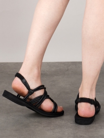 \ Pusha\  flat strappy sandals, Black