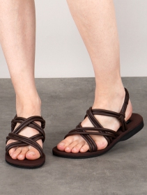 \ Pusha\  flat strappy sandals, Dark brown