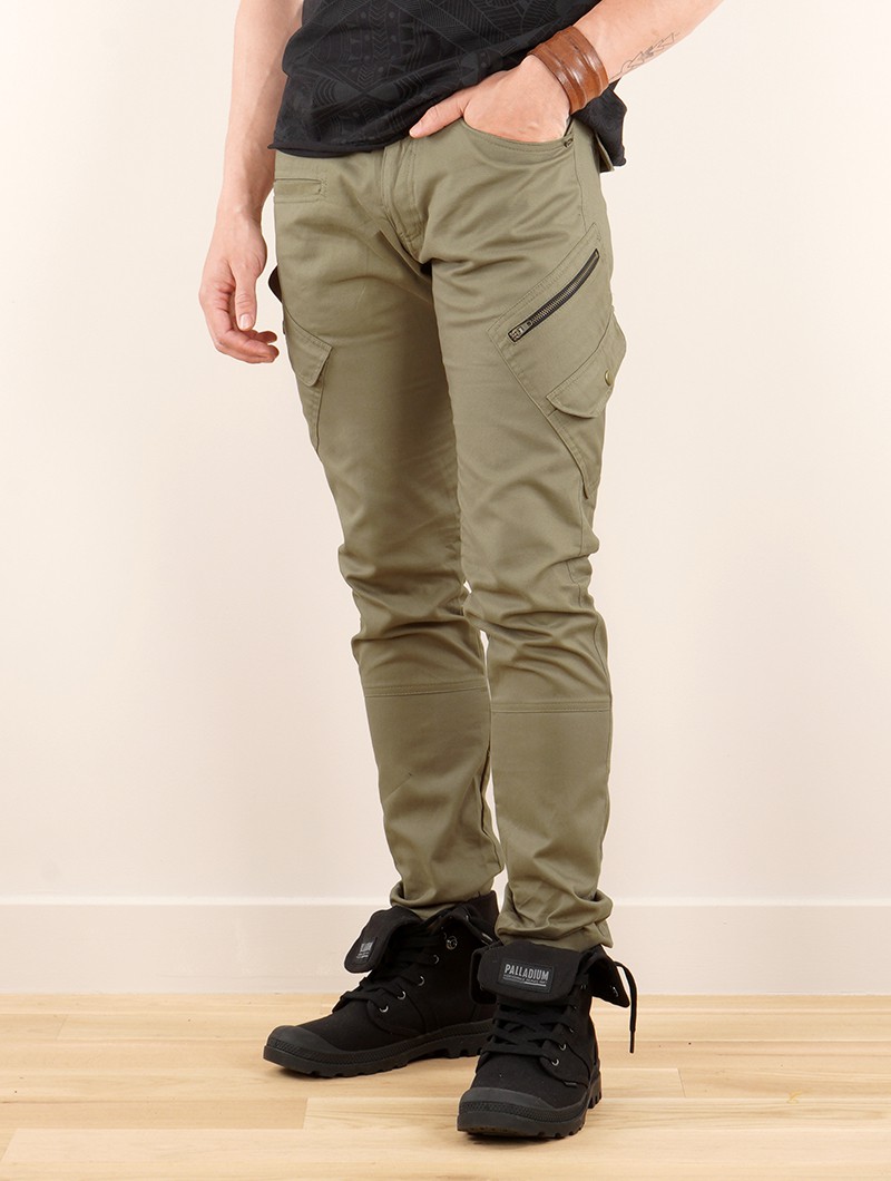 \ Red\  cargo pants, Army green
