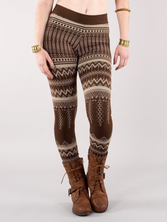 \ Rinji Aztec\  long leggings, Dark brown