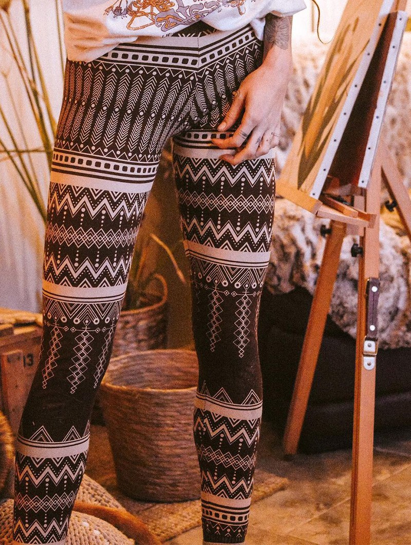 Pink Aztec leggings, white tank top, black cardigan, and black boots. | Aztec  leggings, Outfits with leggings, Clothes