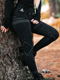 \ Rinji Floral Circuit\  printed long leggings, Black