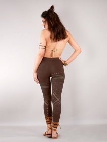\ Rinji Floral Circuit\  printed long leggings, Brown and copper