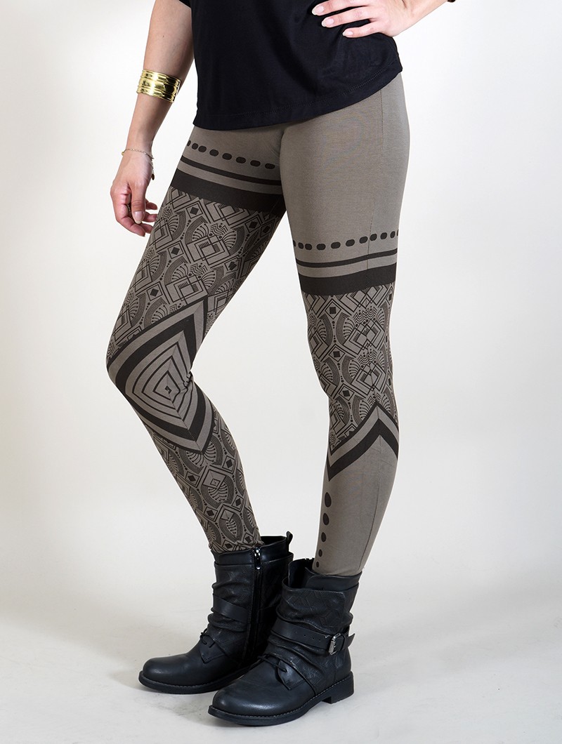 rinji floral circuit long leggings stretch asymmetric geometric printed grey
