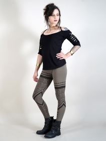 \ Rinji Floral Circuit\  printed long leggings, Grey