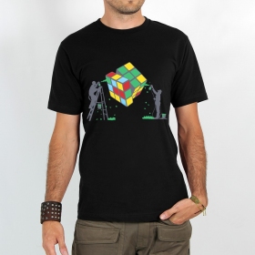 \ Rubik\'s cube graffiti\  printed short sleeve t-shirt, Black