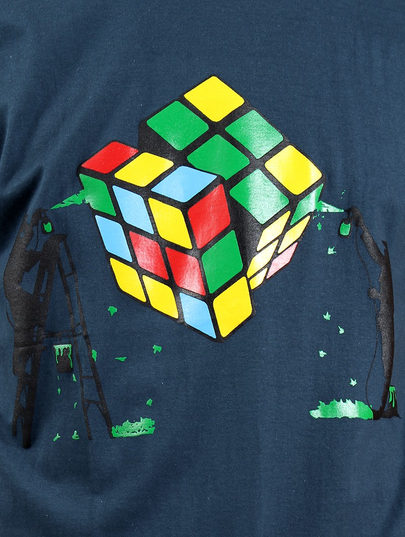 \ Rubik\'s cube graffiti\  t-shirt, Blue