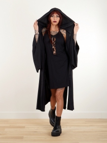 \ Seishin\  kimono style hooded long jacket, Black
