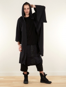 \ Seishin\  kimono style hooded long jacket, Black