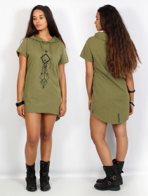 \ Singha\  Gender neutral hooded long t-shirt, Army green and black