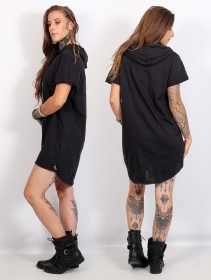 \ Singha\  Gender neutral hooded long t-shirt, Black