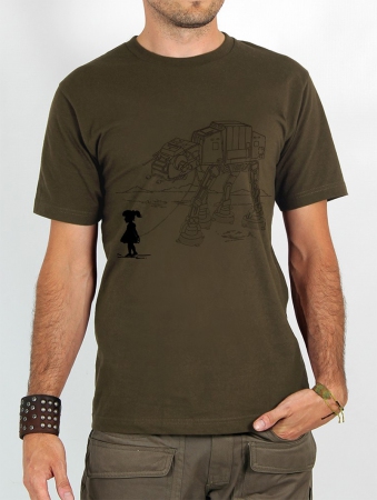 \ Star wars robot pet\  printed short sleeve t-shirt, Light army green