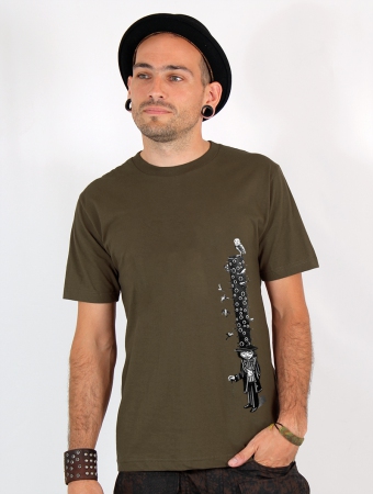 \ Strange hat\  printed short sleeve t-shirt, Light army green