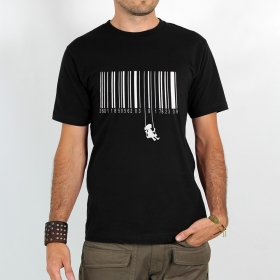 \ Swing barcode\  printed short sleeve t-shirt, Black