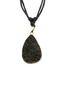\ Sylla Druzy Agate\  golden brass and stone necklace