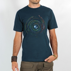T-shirt \ planet record\ , Dark blue